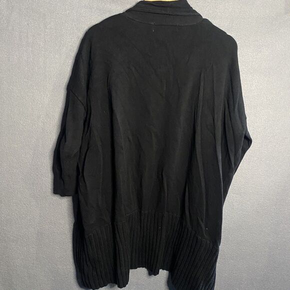 michael kors Cardigan Medium M Black Ribbed Knit pockets thick open front - Picture 6 of 11